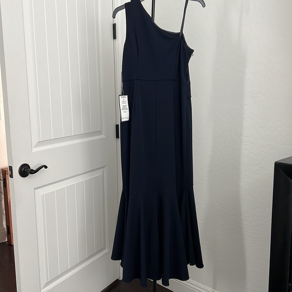 PAPELL STUDIO Beaded Knit Crepe Gown Navy Sz 6P - Picture 7 of 16
